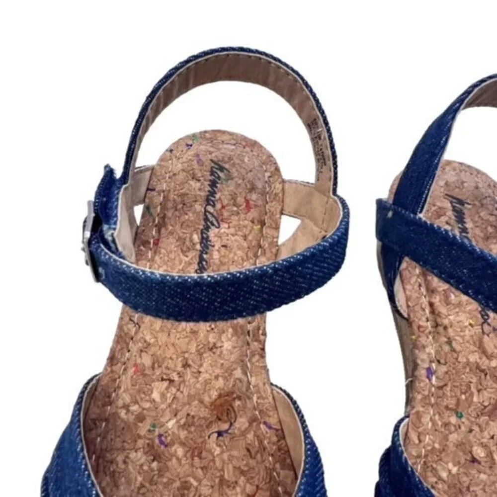 NIB Hanna Andersson Blue Denim Sandals Size 13 Cathrin‎ Buckle Bow